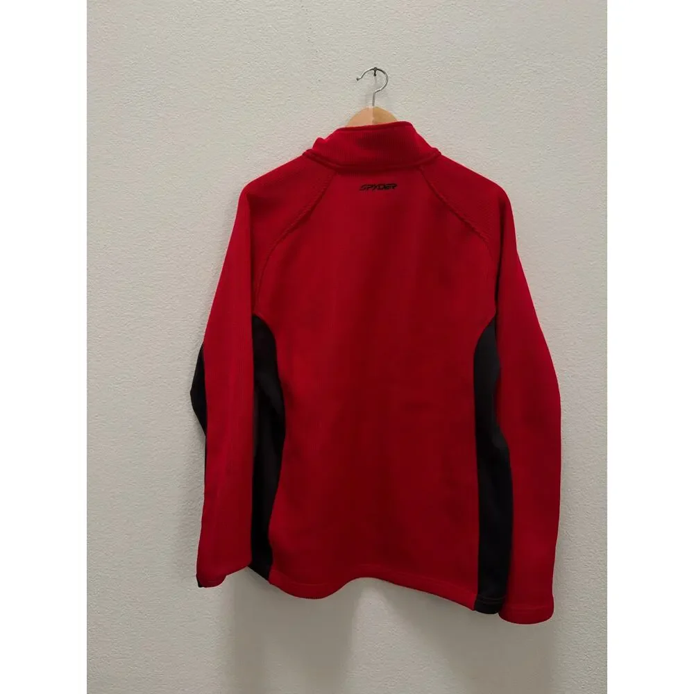 Spyder Men’s Medium Outbound 1/2 Zip Core Sweater Fleece Pullover Red Black